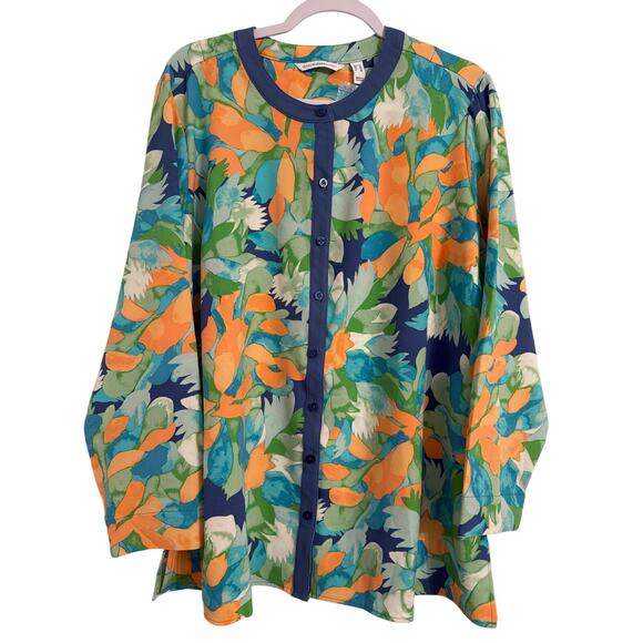 Isaac Mizrahi Tops - NWOT Artsy Colorful Floral Versatile Layering Lightweight Collarless Blouse 20W